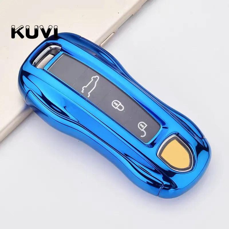 blue PC+ TPU чехол для ключа автомобиля чехол для Porsche Cayenne Macan 911 Boxster Cayman Panamera key case Аксессуары для стайлинга автомобилей - Название цвета: blue