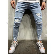 Pantalones de chándal Sexy para hombre, Jeans informales con agujeros, rasgados, ajustados, ropa de calle, Jeans de Hip Hop rasgados hasta la rodilla, verano y otoño