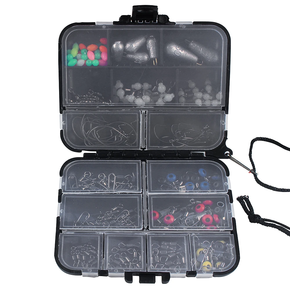 

177pcs Fishing Accessories Kit Crank Hooks Sinker Weights Swivels Snaps Connectors Beads carp Fishing Tackle Box Set