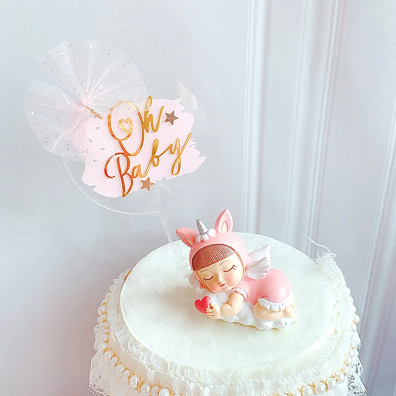 INS Новый Oh Baby акриловый торт Топпер золотой розовый синий Свадебный кекс Для
