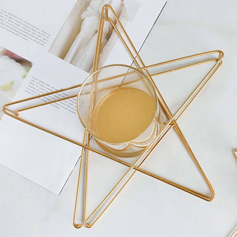 New-Nordic Style Candlestick Metal Candle Holder Wedding Home Decor Simple Five-Pointed Star Candlestick Romantic Personality Ca
