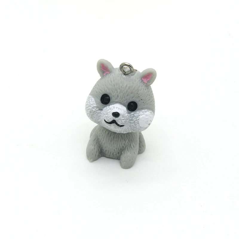 2pcs Super Cute Dog Crafts Resin Keychain Charms Diy Animal Jewelry Accessory Handmade Pet Choker Necklace Pendant Making