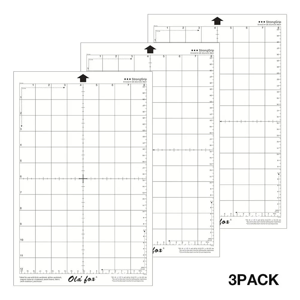

3Pcs Replacement Cutting Mat Transparent Adhesive Mat with Measuring Grid 8 by 12 Inch for Silhouette Cameo Plotter Machine