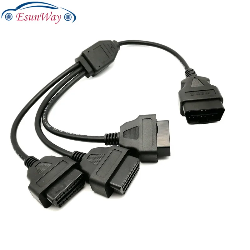 5 шт./лот! OBD 2 Удлинительный кабель, J1962M до 3 шт J1962F, сплиттер OBD2 кабель 1 до 3, OBD2 сплиттер Y кабель 50 см
