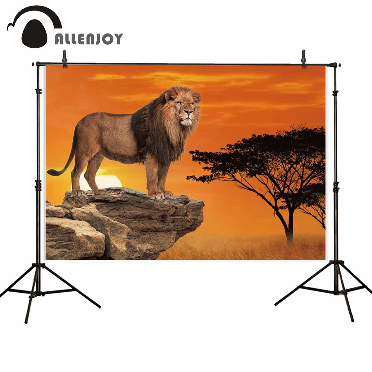 Allenjoy Wild One Backdrop Supplies Lifelike Grassland Sunset Tree Stone Pier Banner Photobooth Lion Party Background Cloth | Дом и сад