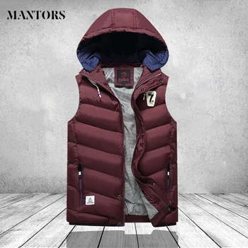 

Hooded Vest Men Winter Hat Detachable Overcoat Brand Mens Casual Sleeveless Jacket Homme Plus Size 3XL Outwear Male Windbreaker