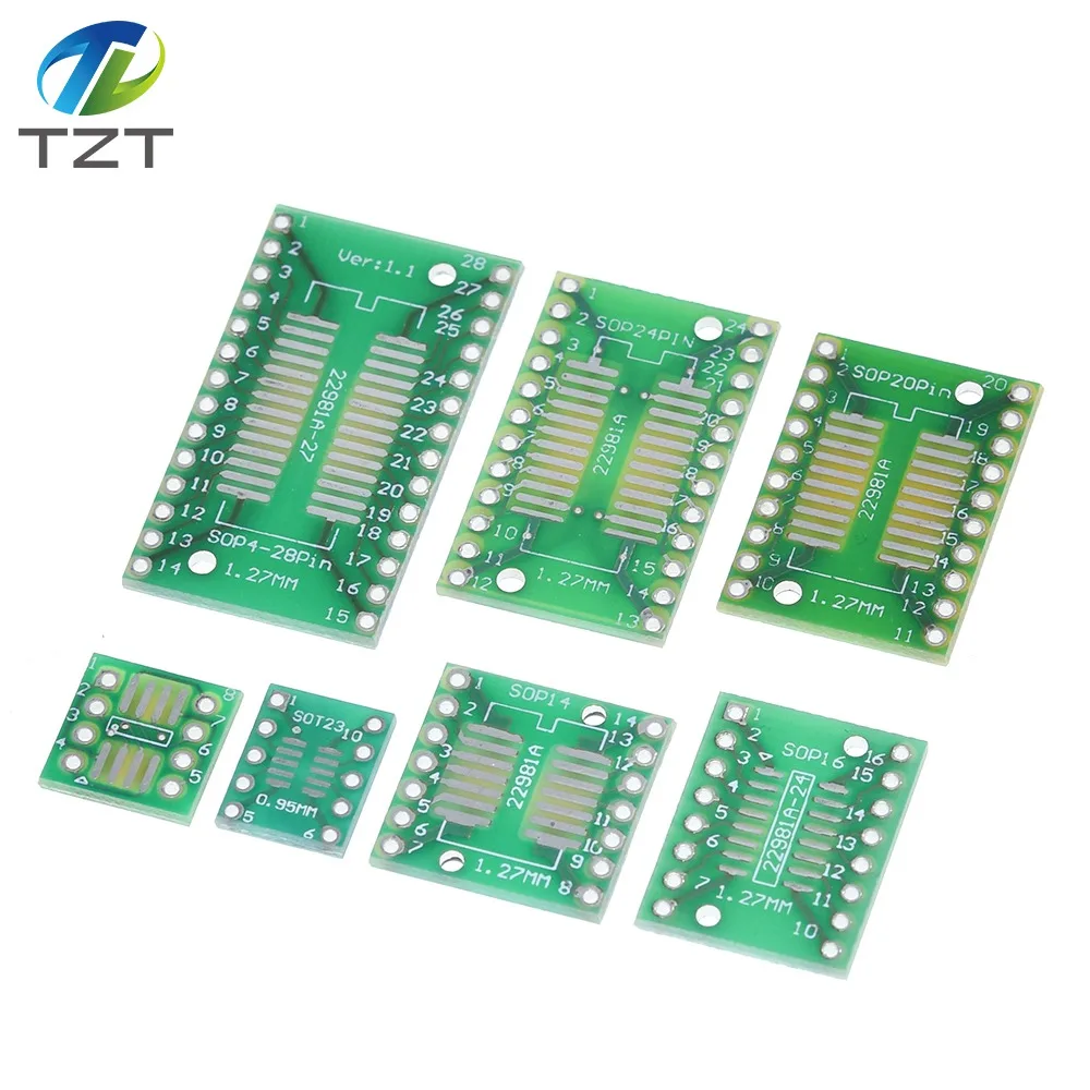 TZT 35 шт. = 7 значение* 5 шт. печатная плата комплект SMD поворот к DIP SOP MSOP SSOP TSSOP SOT23 8 10 14 16 20 24 28 SMT к DIP