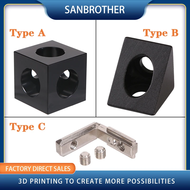 3D Printer 2020 Aluminum Block Cube Prism Connector Wheel Regulator Corner V-Slot Three Way Connector 90 degree Angle 3d printer opensource v slot three corner cube corner prism connector adjustable wheel bracket