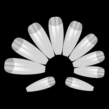 

KROFAUE French False Nail Tips Ballerina Nature/Clear Artificial Nail 500 Fingernail Tip Half Cover Fake Acrylic Nail Art Tips