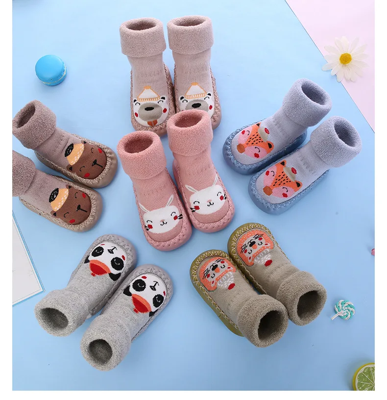 Description Picture 4 of itemToddler Indoor Sock Newborn Prewalker Kids Cotton Socks Winter Thick Terry Baby Girl Sock Rubber Sole Infant Funny Cartoon Sock