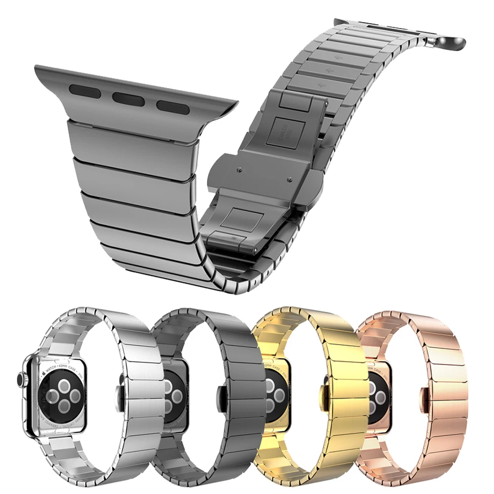

apple watch Series 4 44mm 40mm strap Butterfly clasp Stainless Steel link bracelet band for iWatch 3/2/1 38mm 42mm watchband