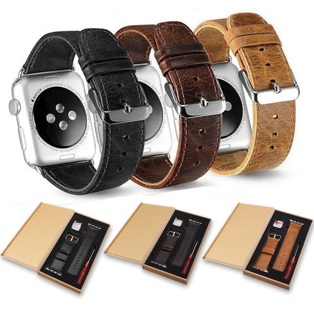 Ремешок из натуральной кожи для часов Apple Watch 42 серии 5 4 3 2 1 40 мм 44 мм iwatch ремешок 44 мм 38 мм кожаный ремешок