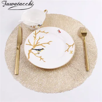 

Fuwatacchi Gold Simulation Plant PVC Cup Coffee Table Mats Placemat for Dining Table Coasters Kitchen Home Decor Coaster Rug