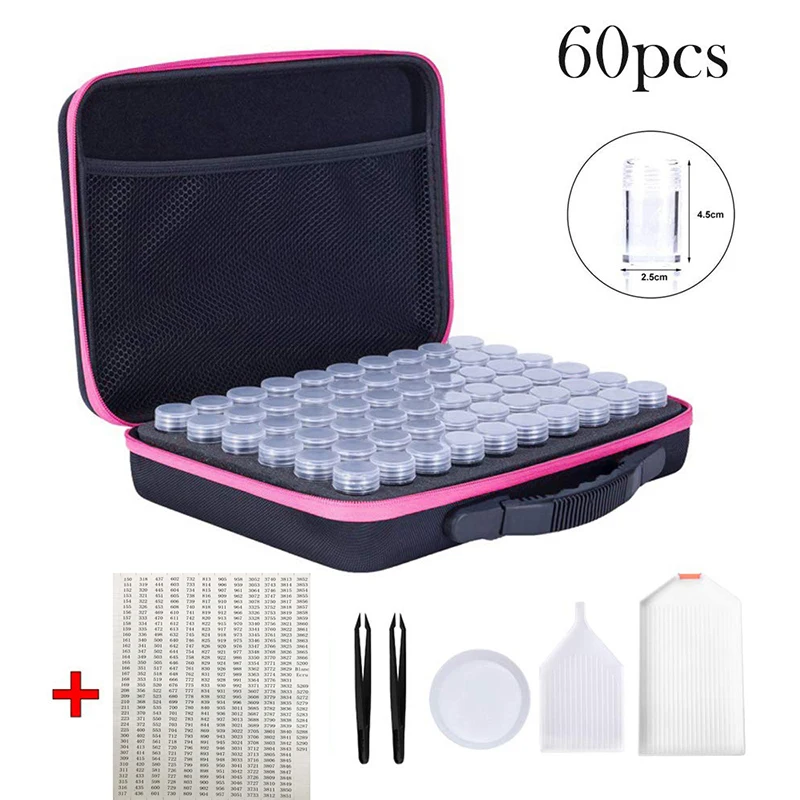 60 Bottles Diamond Painting Cross Stitch Accessories Tool Box Container