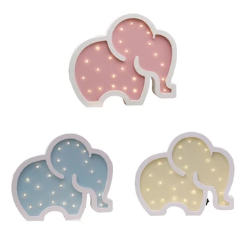 

Cute Wooden Elephant Shaped LED Light Creative Wall Hanging Ornaments Night Lamp Children's Room Bedside Lamp