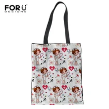 FORUDESIGNS Мультяшные сумки для покупок для девочек, женская сумка-тоут для медсестры, складная Женская Холщовая Сумка, сумки на плечо