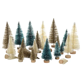 

24pcs DIY Christmas Tree Sisal Fiber Small Pine Tree Mini Trees Placed In The Desktop Home Decor Christmas Decoration Kids Gifts