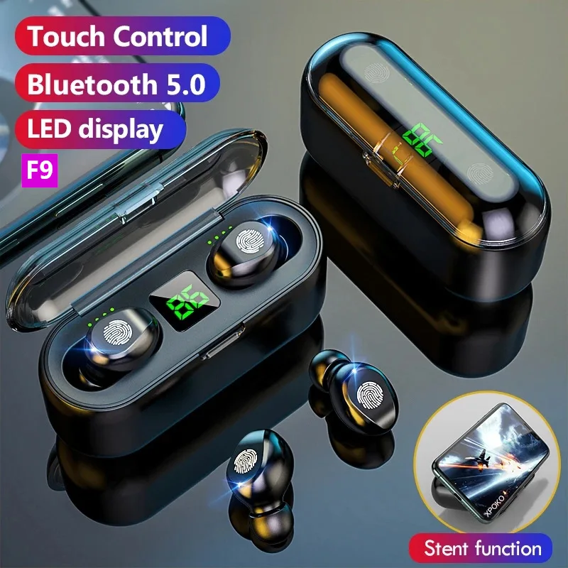 F9 TWS Bluetooth 5.0 Earphone Wireless Headphone Stereo Min Headset Sport Earbuds Microphone With Charging Box For Smart Phone |