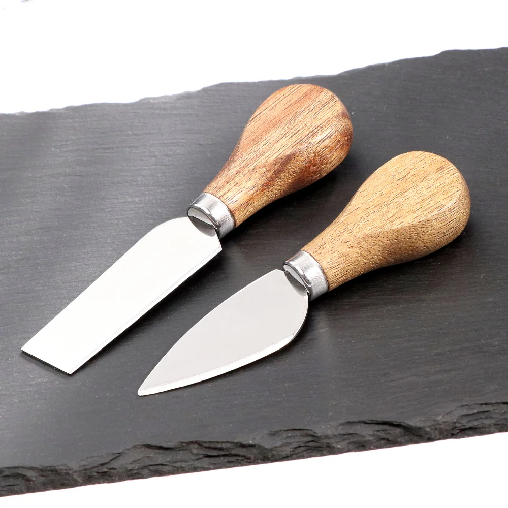 Set di 4 coltelli per formaggio, coltelli da taglio in acciaio inossidabile, set di coltelli per salumi e formaggi con manici in legno - Italia