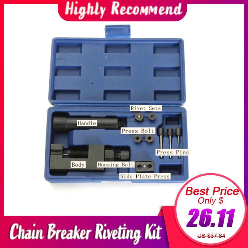 

ATV Motorcycle Chain Breaker Rivet Cutter Tool Kit Motorcycle Bike Chain Breaker Link Splitter Riveter Riveting Repair Tool Set