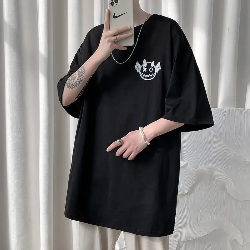 HybSkr Spring Summer Men's T-shirts Korean Style Loose Little Devil Graphic T-shirt Casual Oversized T-Shirt Men's Clothing 4