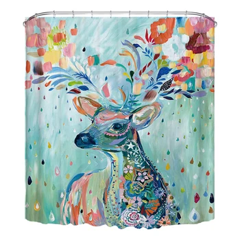 

1PC Creative Deer Pattern Simple Bath Curtain Fashion Waterproof Shower Curtain for Home Bathroom Dormitory (150x180cm)