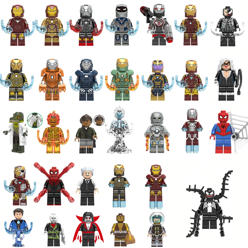

Super Heroes Single Sale Building Block Figures IRON MAN SPIDERMAN VENOM Bricks Toys for Children Compatible with LEgOINGs
