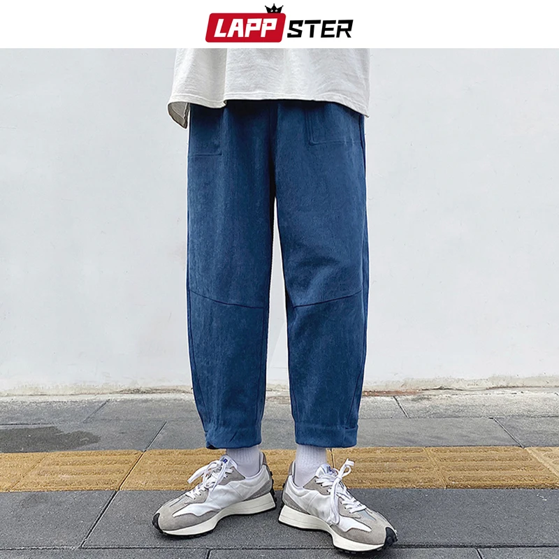 

LAPPSTER Men Patchwork Buttons Black Cargo Sweatpants 2023 Spring Mens Japanese Harajuku Wide Legs Pants Male Fashions Joggers