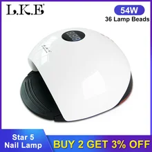 LKE лампа для ногтей 72 Вт Star5 Сушилка для ногтей умный ЖК-дисплей УФ-лампа светодиодный светильник подходит для всех гелевых сенсоров для рук Сушилка для ногтей