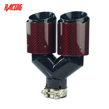 

original 1 piece Red carbon fiber with double outlet tail tips used for autocar muffler exhaust two pipe tips modification