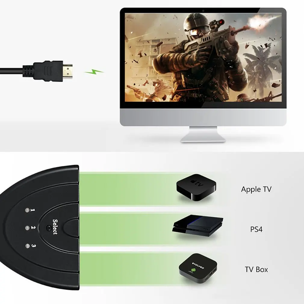 Мини 3-портовый сплиттер hdmi-кабель, адаптер 1.4b 4K* 2K 1080P Коммутатор HDMI 3 в 1 выход порт концентратор для HDTV Xbox PS3 PS4