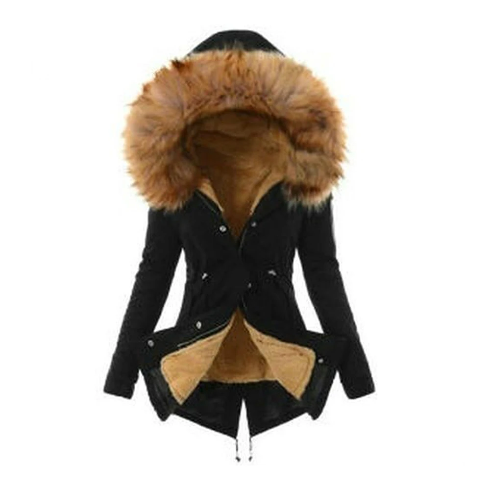 LOOZYKIT Women Parkas European Autumn Winter Fashion Plaid Hooded Jacket Casual Loose Long Sleeve Cotton Padded Coat S-3XL