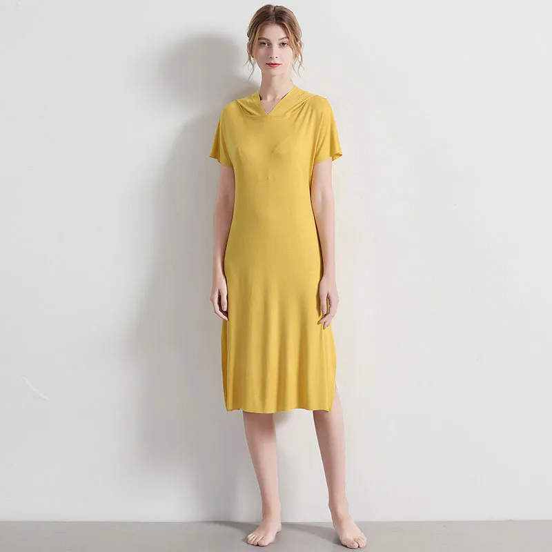 Elifashion Новинка летнее женское однотонное платье домашняя одежда пижамы и уличные