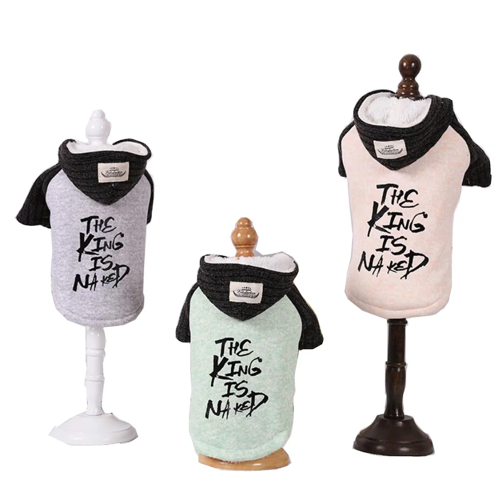 

Winter Coat for Dogs Warm Fleece Dog Jacket The King is Naked Print Hood Cat Clothes XS S M L XL 2XL