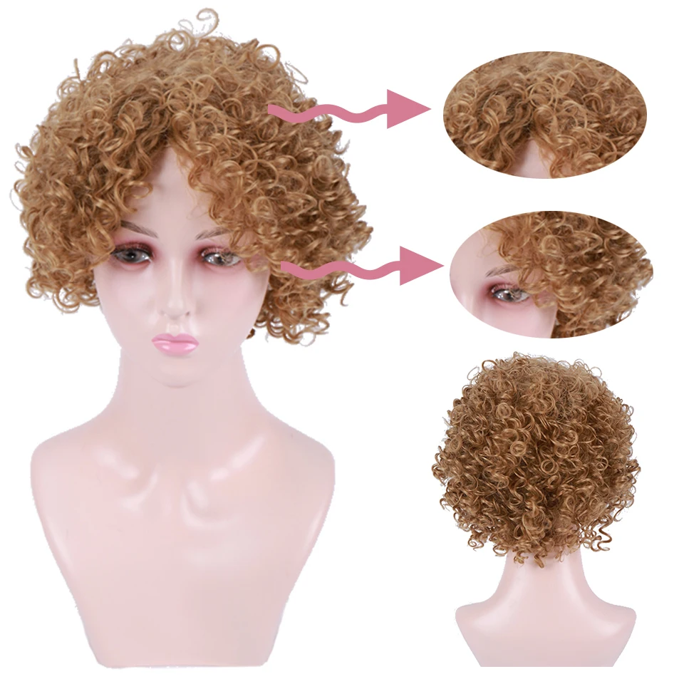 MSTN надувной кудрявый парик синтетический парик для черных женщин блонд парик высокая температура волокна короткий боб парик Головные уборы