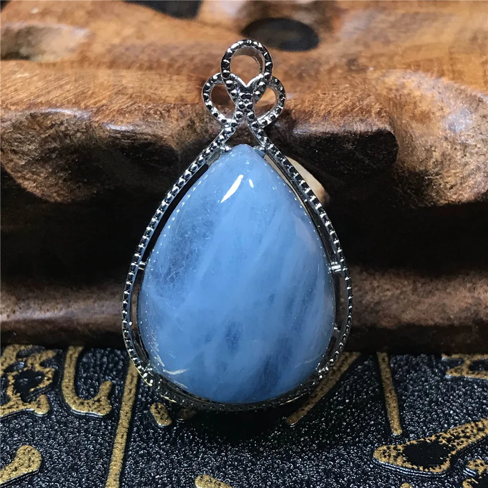 Natural Blue Aquamarine Pendant For Women Lady Crystal 36x22x11mm Water Drop Beads Natural Stone Necklace Pendant Jewelry AAAAA