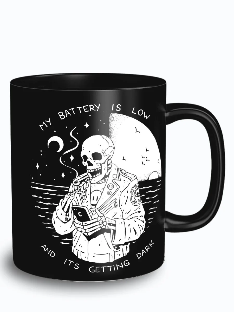 Sparkling Black mix skull Gothic skeleton-4083 mug cup Pialat for tea coffee water | Дом и сад