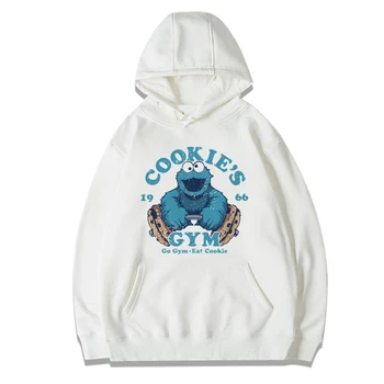 

Hoodies Men Funny Cookie Monster cartoon Printed hooded sweatshirts women Muncher long Sleeve cartoon hoody for boy girl