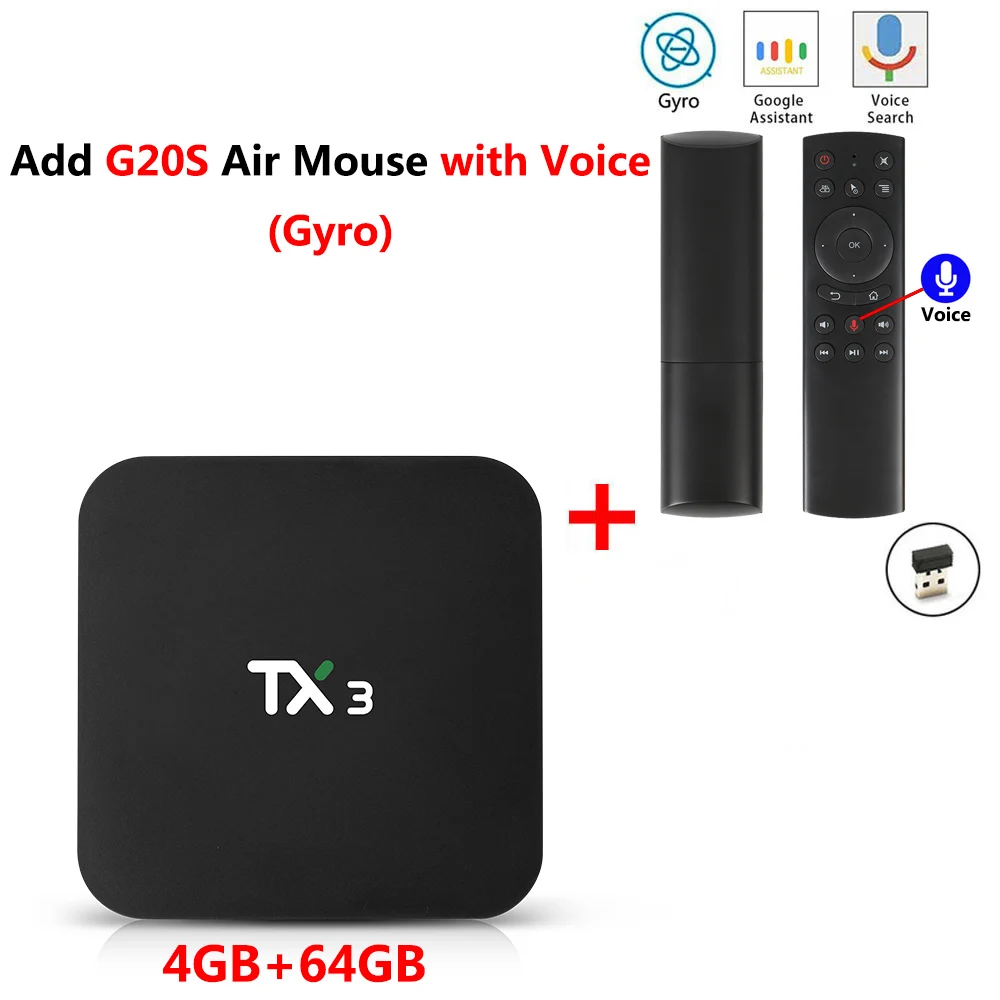 ТВ-приставка TX3 Amlogic S905X3 Android 9,0 4 Гб ОЗУ 32 Гб 64 Гб ПЗУ смарт-приставка wifi Bluetooth 4K 8K HD медиаплеер 2 Гб 16 Гб - Цвет: 4GB 64GB add G20S