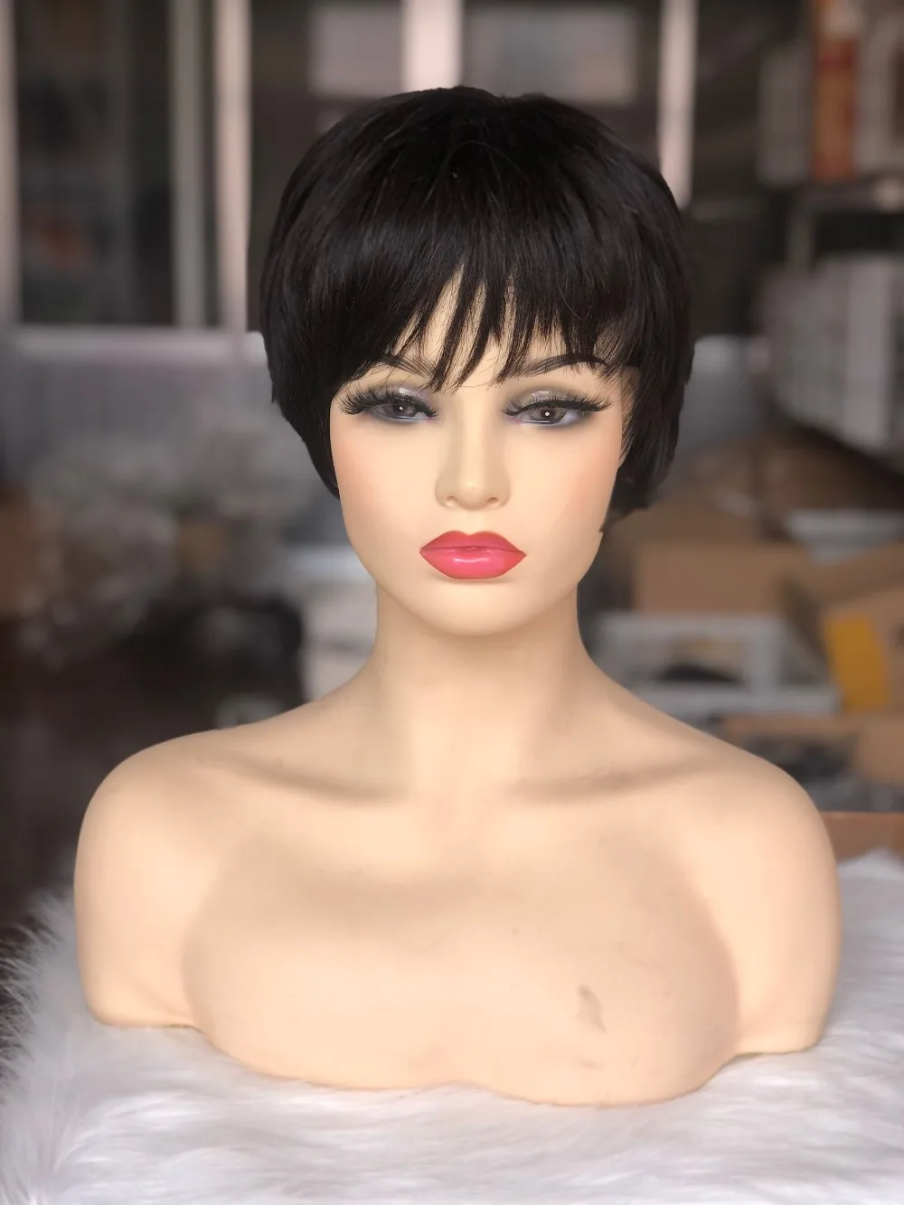 Eseewigs Cute Short 100% Brazilian Human Hair Pixie Cut Wigs for White Women full lace human hair wigs