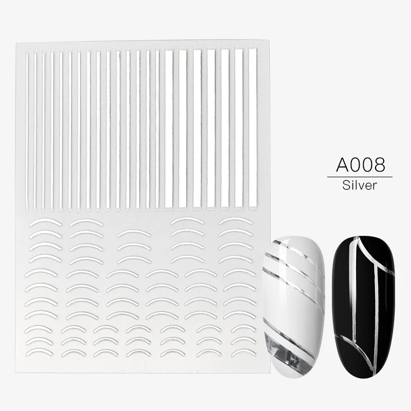 TQ03104 Наклейки для ногтей DIY 3D золотые серебряные прямые изогнутые наклейки для ногтей s вкладыши полоса лента геометрические украшения для ногтей - Цвет: TQ03104