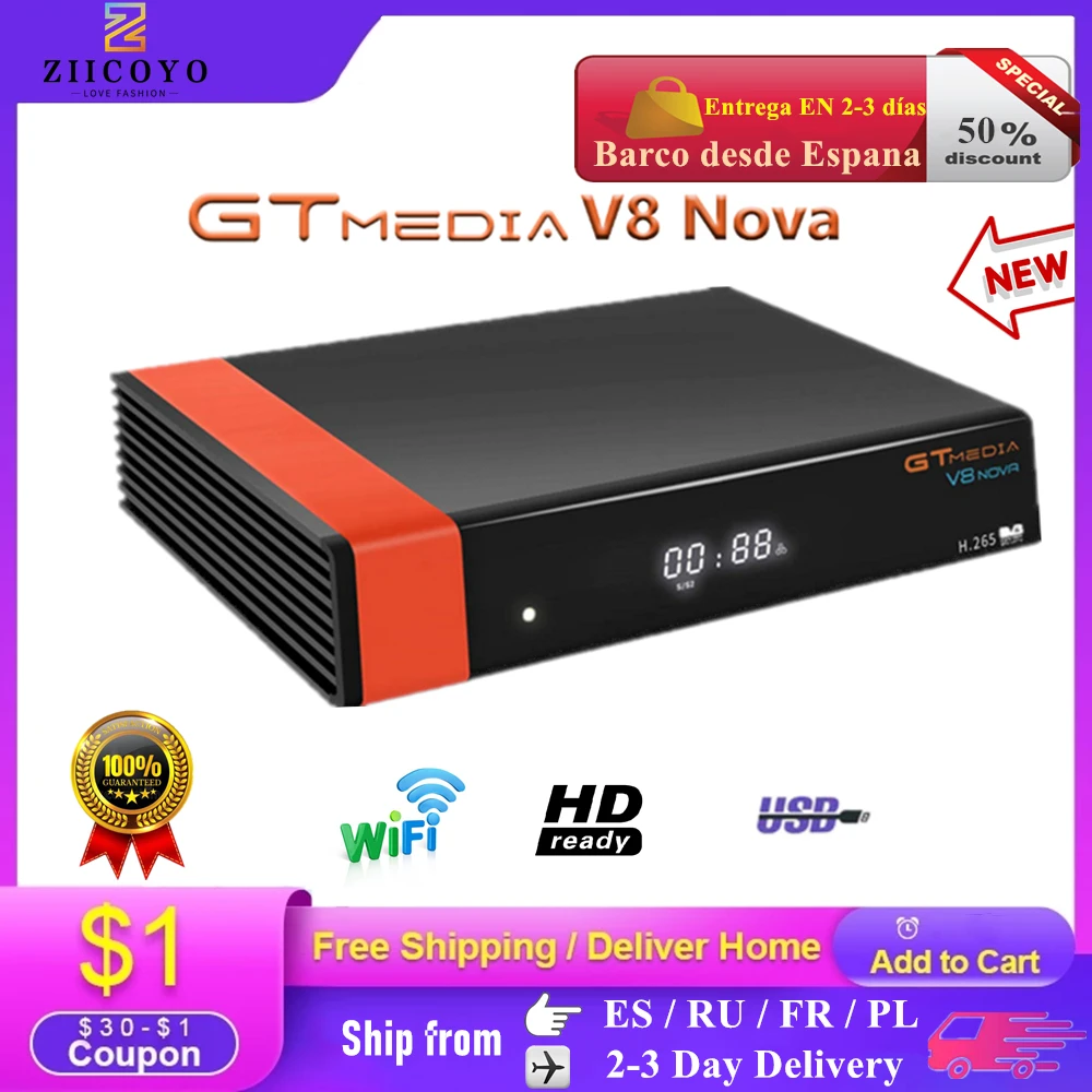 Satellite-Decoder-Receiver Nova V8X Freesat V9 Super-H.265 DVB-S2 Built-In Wifi by HD