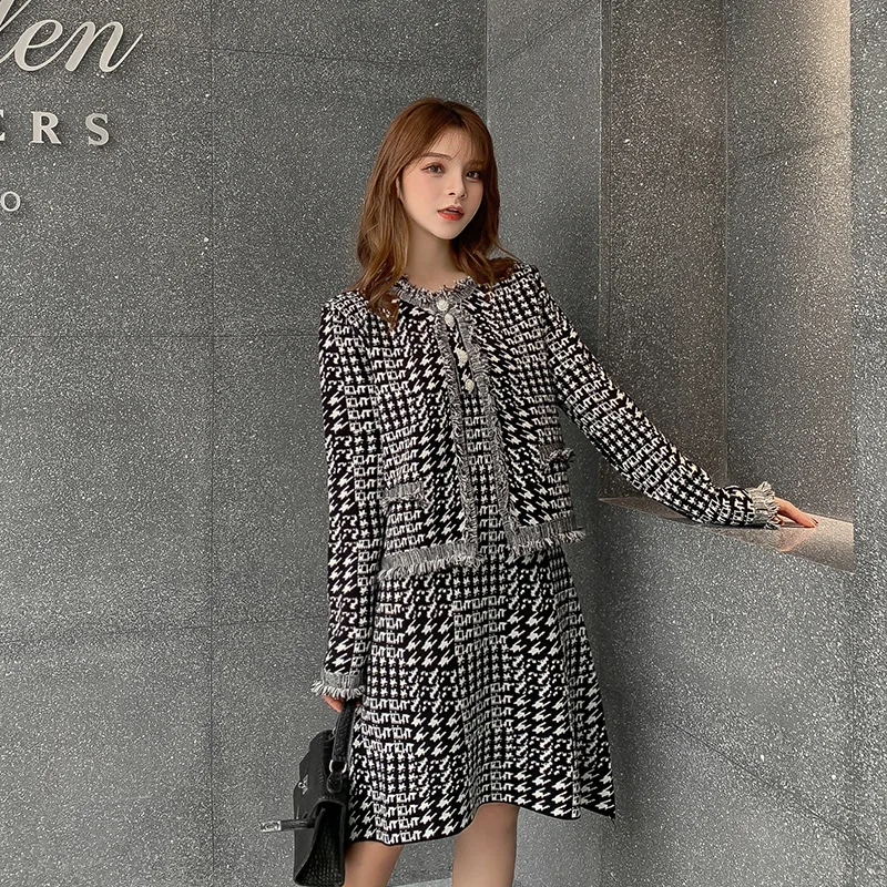 

Graceful Autumn And Winter Online Celebrity Two-Piece Set Slimming Hepburn Wind Vest Skirt Elegant Goddess-Style Set