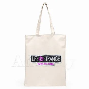

Life Is Strange Game White Unisex Handbags Custom Canvas Tote Bag Print Daily Use Reusable Travel Casual Shopping Bag
