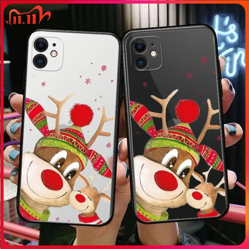 Мультяшные чехлы для телефонов с Санта и снегом для iphone 13 Pro Max, Чехол 12 11 Pro Max 8 PLUS 7PLUS 6S XR X XS 6 mini se, мобильный сотовый телефон