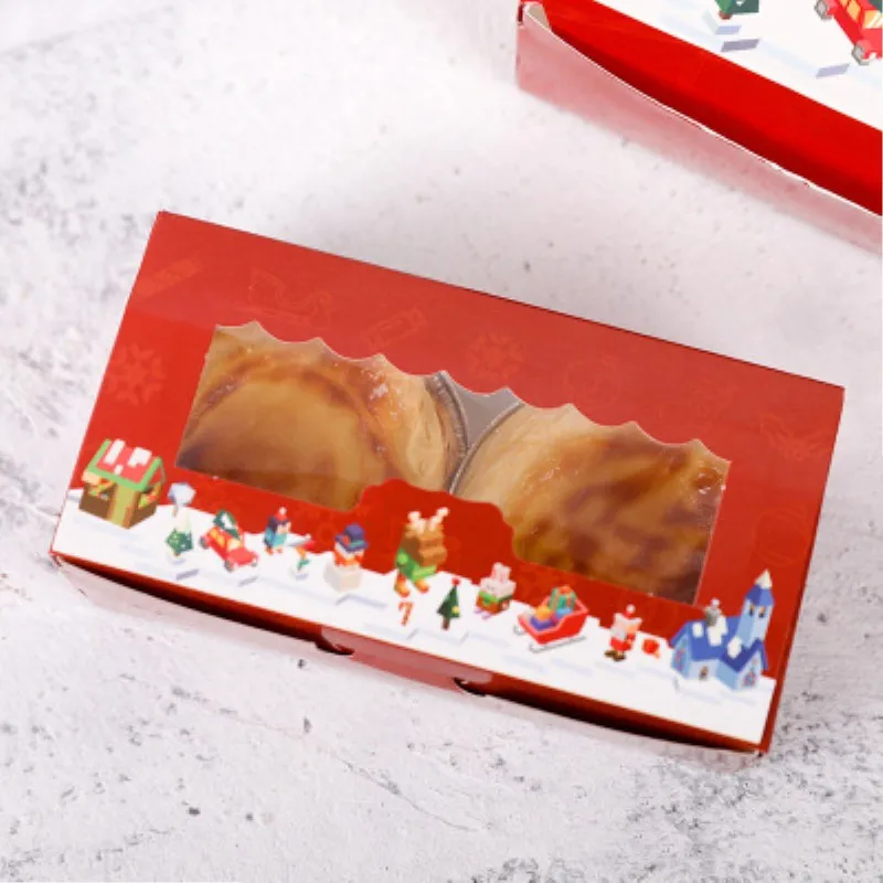 JO жизни 10 шт. Рождество яйцо Тарт, пирожное коробка с прозрачным окном буфами на рукавах Подарочная коробка железная башня ручной работы печенье коробка для упаковки конфет