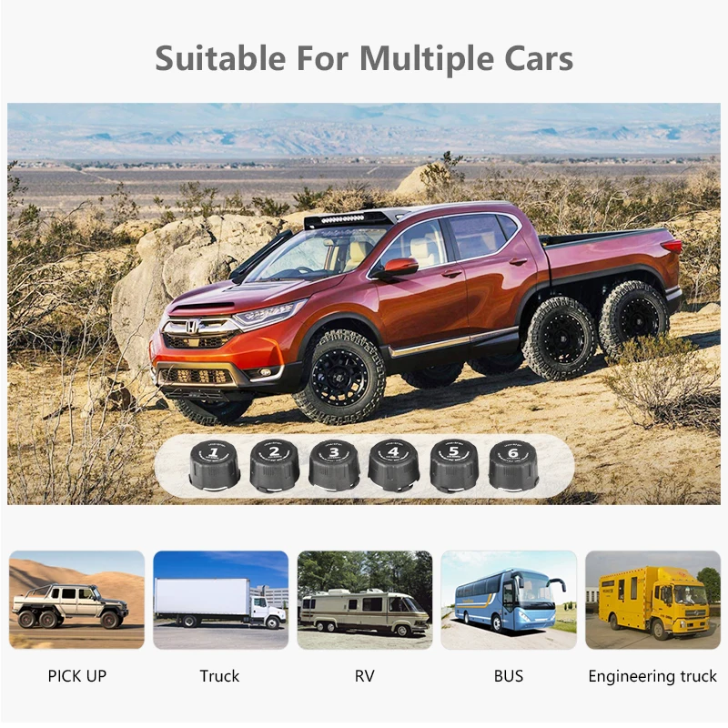 Jansite Truck TPMS система мониторинга давления в шинах для солнечной зарядки автомобиля