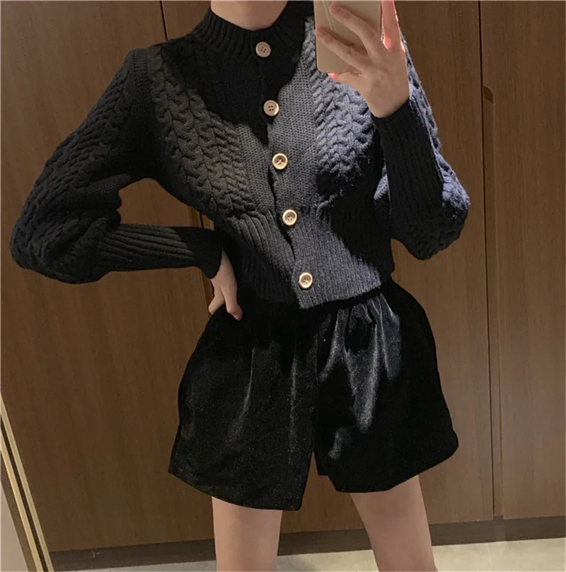 RUGOD New Women Knitted Cardigan Korean Chic Vintage Stylish Short Sweater Coat O-neck Long Sleeves Slim Autumn Coat Female