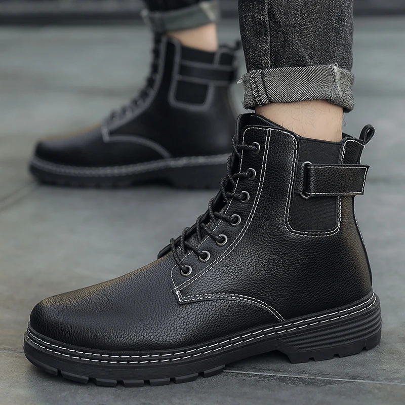 Мужские Модные Ботинки Martin с высоким берцем Bottes Pour Hommes Повседневная Уличная