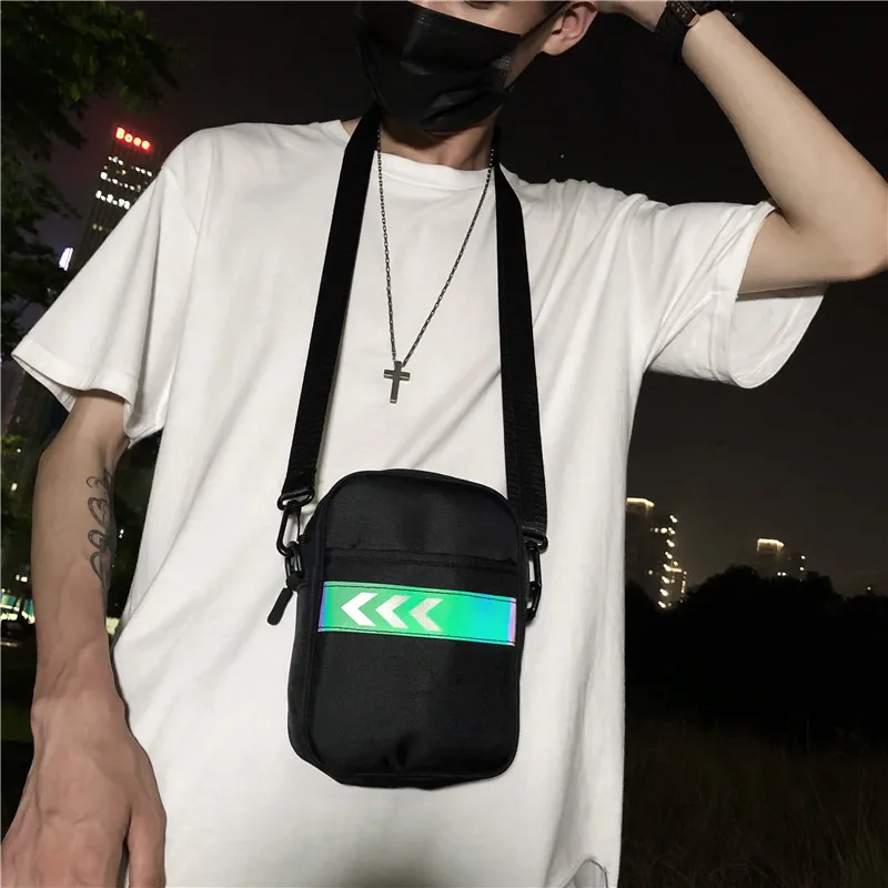 

New Style Korean-style Shoulder Bag Men's Oxford Cloth Fashion Reflective Couples Disco Dancing Bag Outdoor Mobile Phone Bag